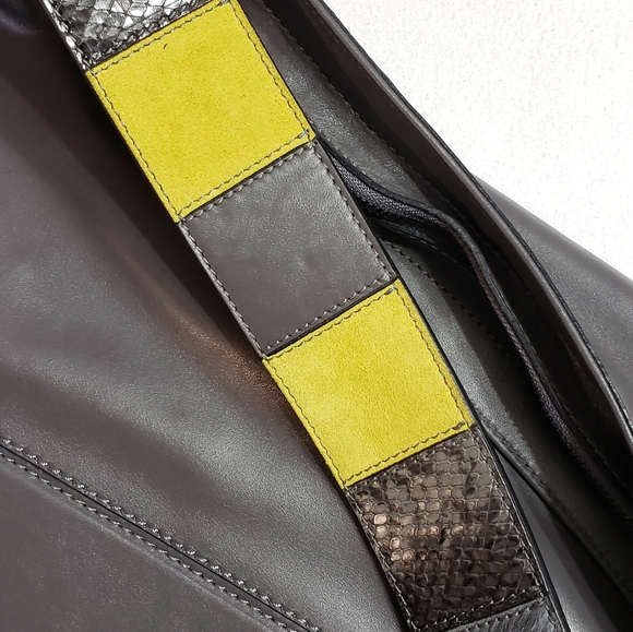 Lacucci grey Italian leather satchel bag - Picture 3 of 8